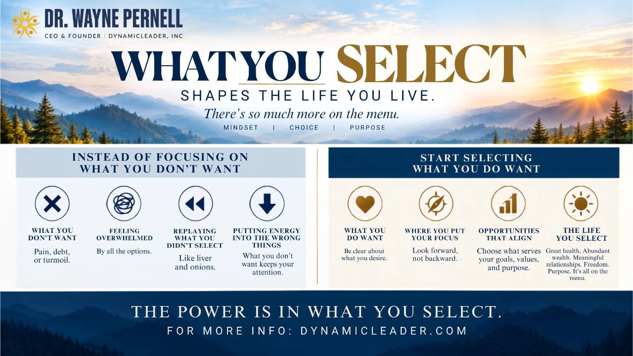 What You Select — Wednesdays with Wayne note by Dr. Wayne Pernell